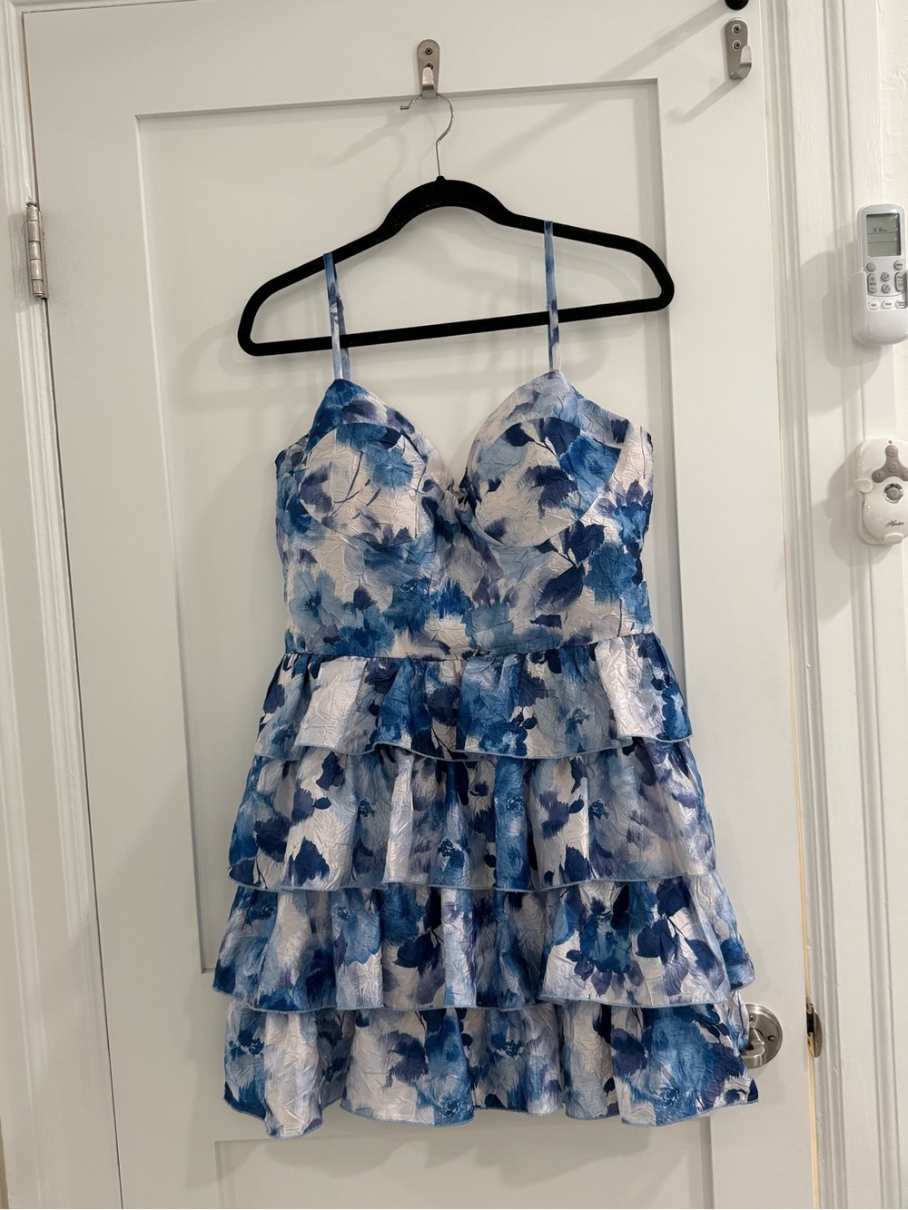 Speechless cream tiered ruffle sleeveless dress w/ multicolor floral pattern